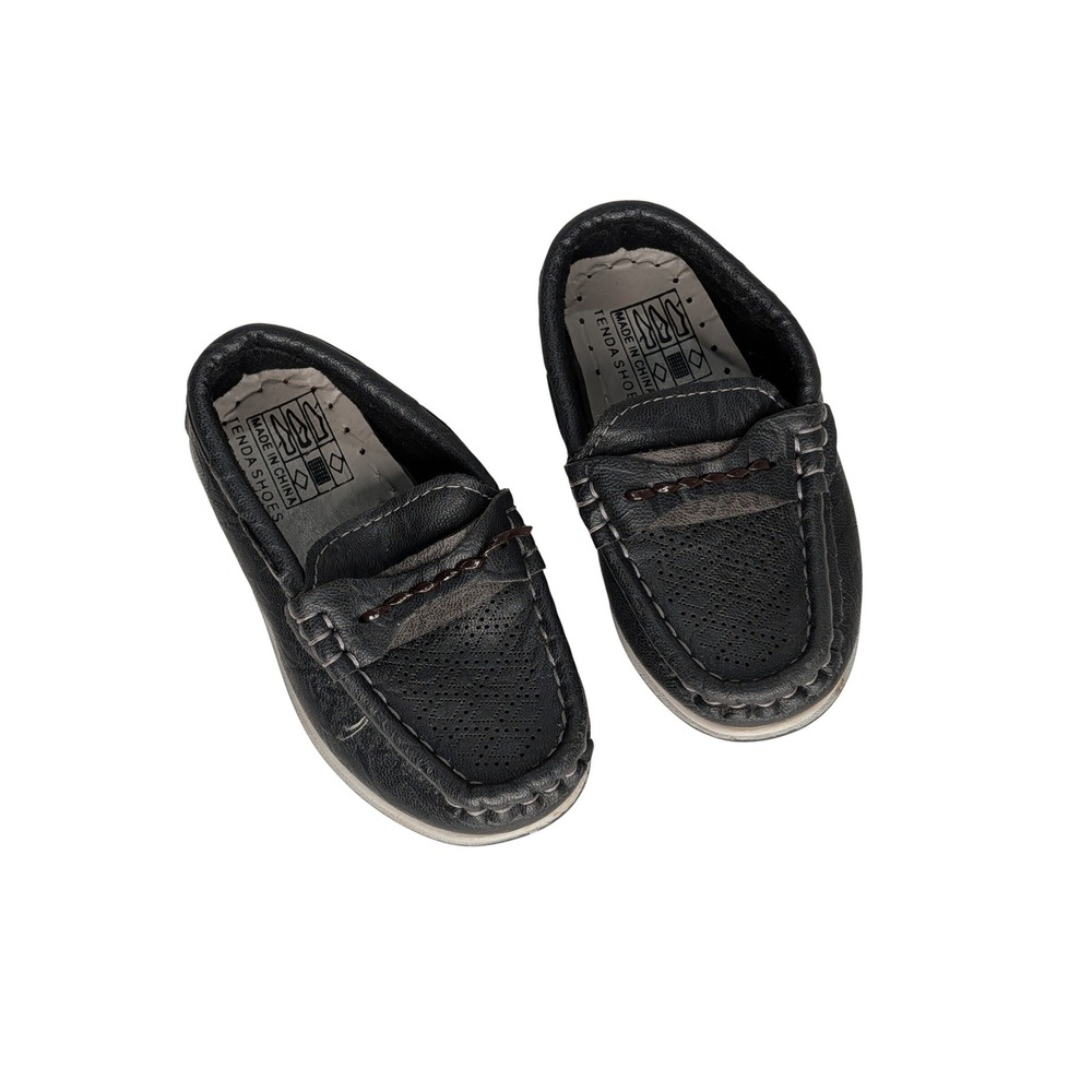 Tenda Toddler Black Loafer Moccasins Perforated Slip On‎ Shoes Size 5.5